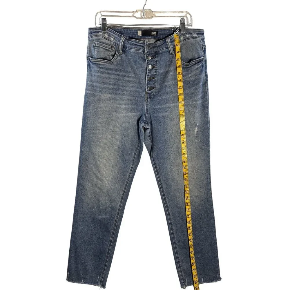 Kut From The Kloth Rachael Fab Ab Mom Jeans Size 14 Medium Wash High Rise Button - Picture 9 of 10